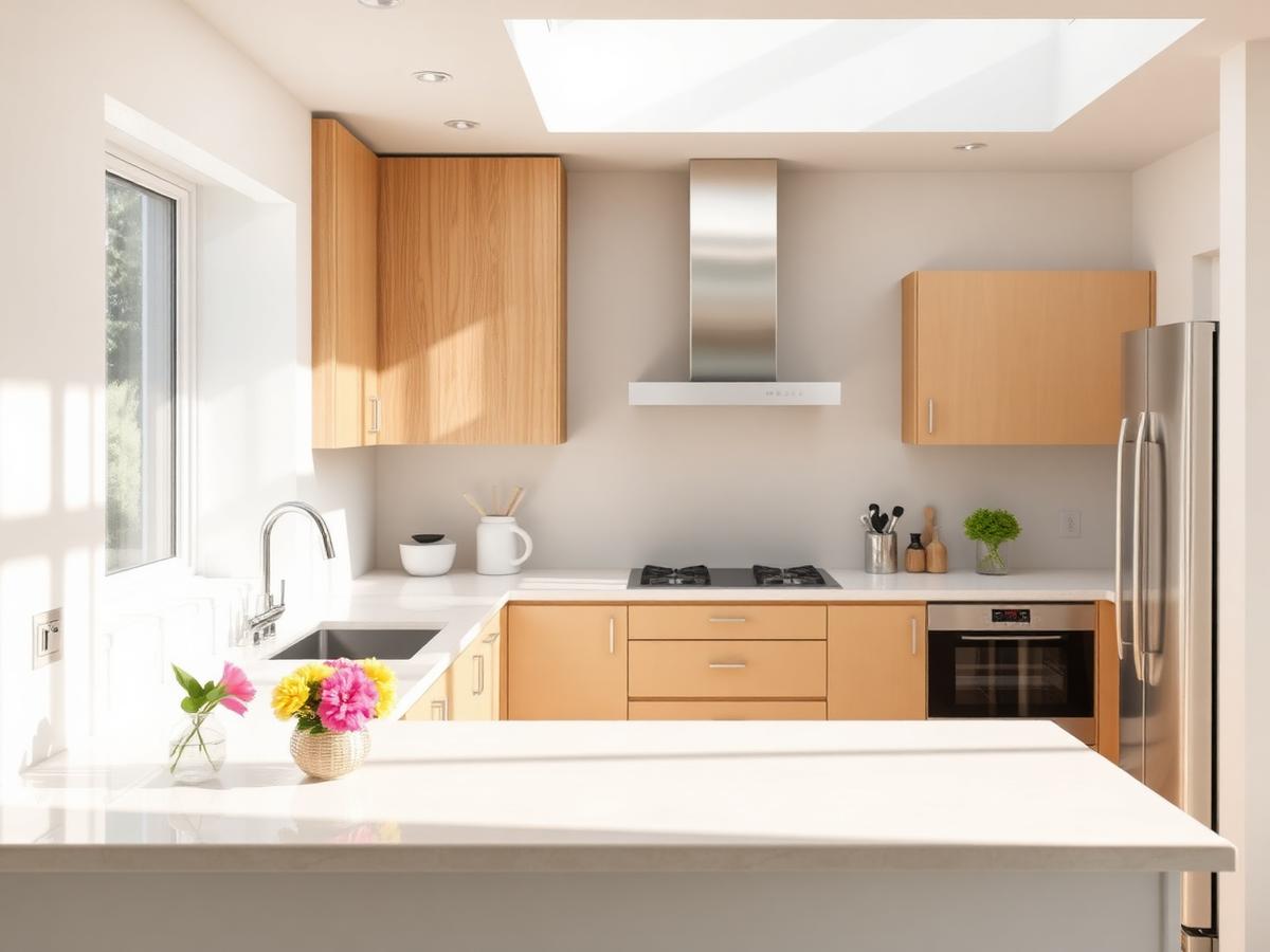 A bright, spotless modern kitchen